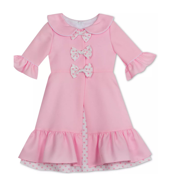 Rare Editions Pink 2-Pc. Polka-Dot Dress & Ruffled Coat Set Size 6 NWT - Picture 4 of 5